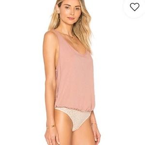 Intimately Free People Large New Sydney Bodysuit Lace Thong Bottom Pink Rose L